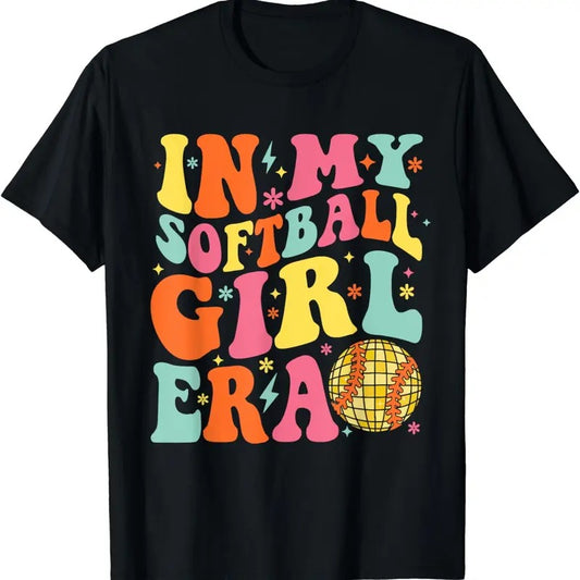 [100% Cotton]In My Softball Girl Era Retro Softball Shirts For Girl Women T-Shirt