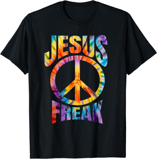 [100% Cotton]Jesus Freak - Christian Retro Tie Dye Lettering T-Shirt