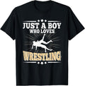 100% Cotton Just A Boy Who Loves Wrestling Funny Wrestle Lover Wrestler T-Shirt Hoodie, Sweatshirt | PureTeeCo.com
