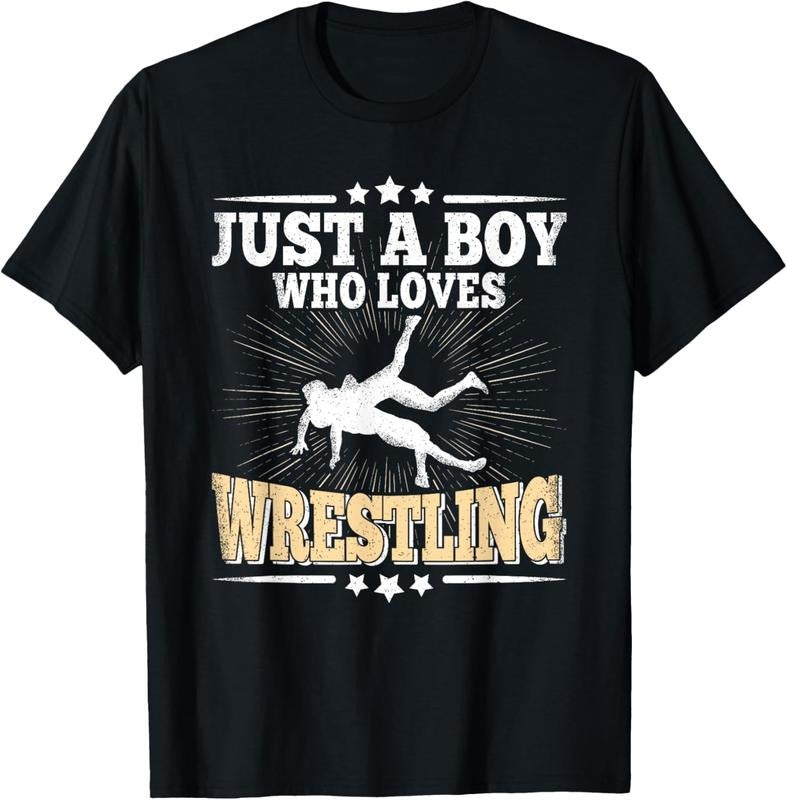 100% Cotton Just A Boy Who Loves Wrestling Funny Wrestle Lover Wrestler T-Shirt Hoodie, Sweatshirt | PureTeeCo.com