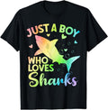 [100% Cotton]Just a Boy Who Loves Sharks Cute Shark Lover Boys T-Shirt Hoodie, Sweatshirt | PureTeeCo.com