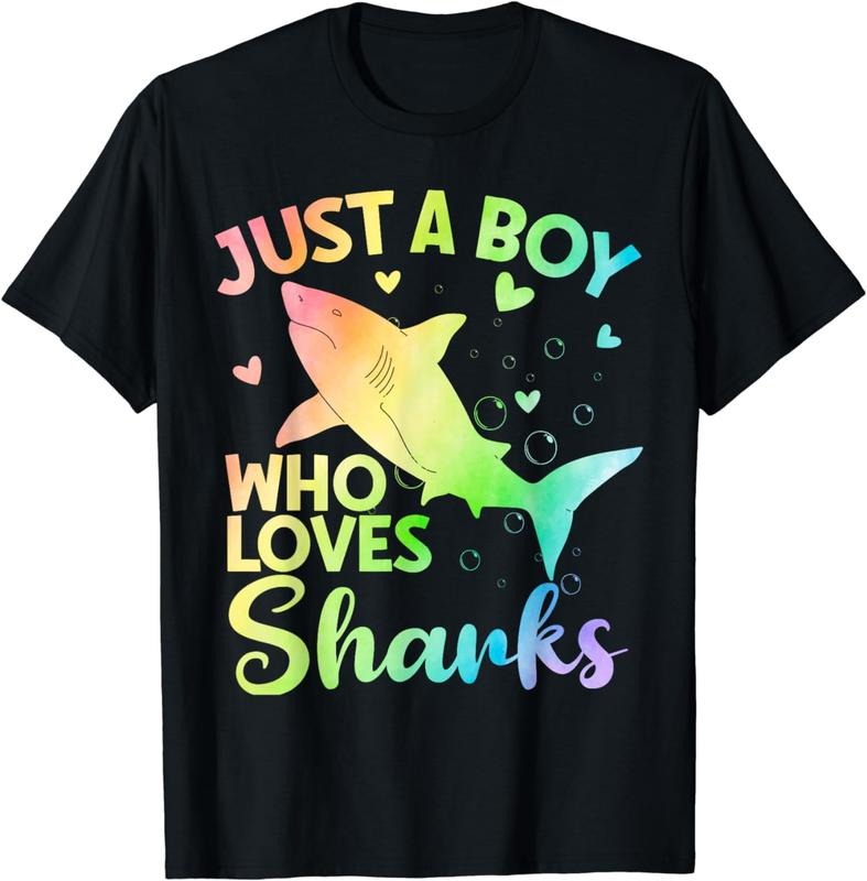 [100% Cotton]Just a Boy Who Loves Sharks Cute Shark Lover Boys T-Shirt Hoodie, Sweatshirt | PureTeeCo.com