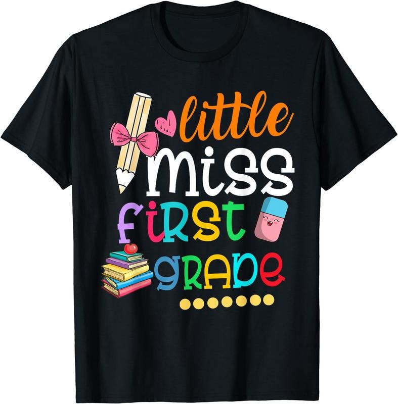 [100% Cotton]Kids Little Miss First Grade Shirt Back To School 1st Grader T-Shirt Hoodie, Sweatshirt | PureTeeCo.com
