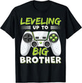 [100% Cotton]Leveling Up to Big Brother T-Shirt Black Hoodie, Sweatshirt | PureTeeCo.com