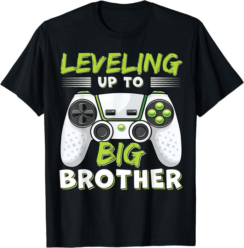 [100% Cotton]Leveling Up to Big Brother T-Shirt Black Hoodie, Sweatshirt | PureTeeCo.com