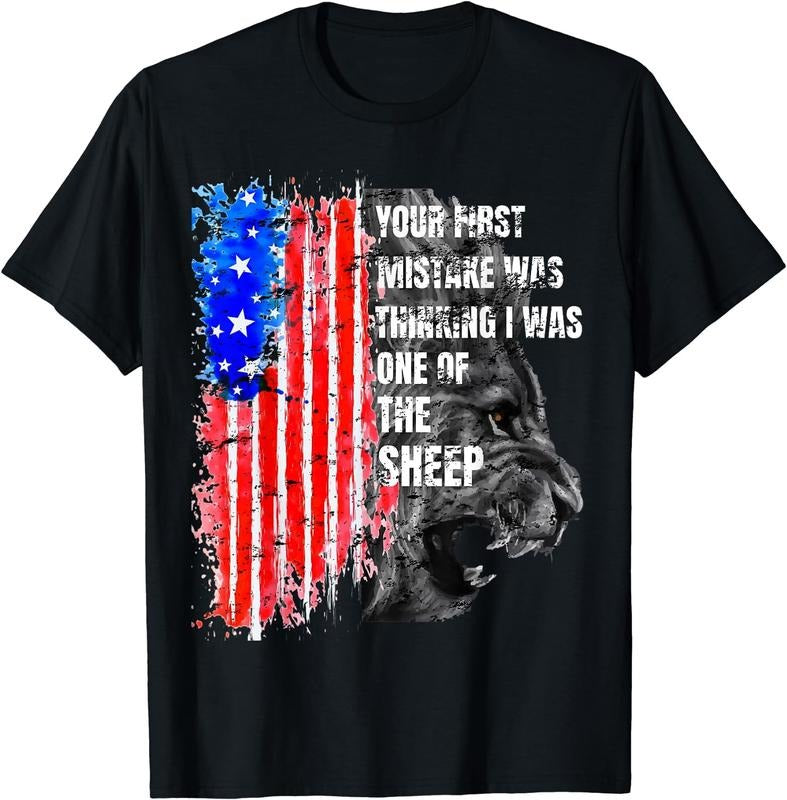[100% Cotton]Lion Your first Mistake was thinking i was one of the Sheep T-Shirt Black Hoodie, Sweatshirt | PureTeeCo.com