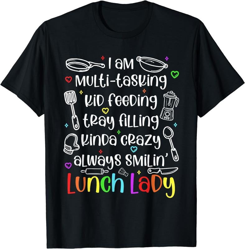 [100% Cotton]Lunch Lady Cute Appreciation Cafeteria Worker Back To School T-Shirt Black Hoodie, Sweatshirt | PureTeeCo.com