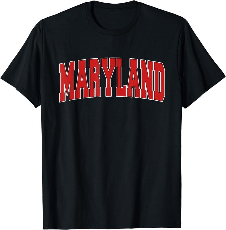 [100% Cotton]MARYLAND USA STATE MD Varsity Style Vintage Sports T-Shirt