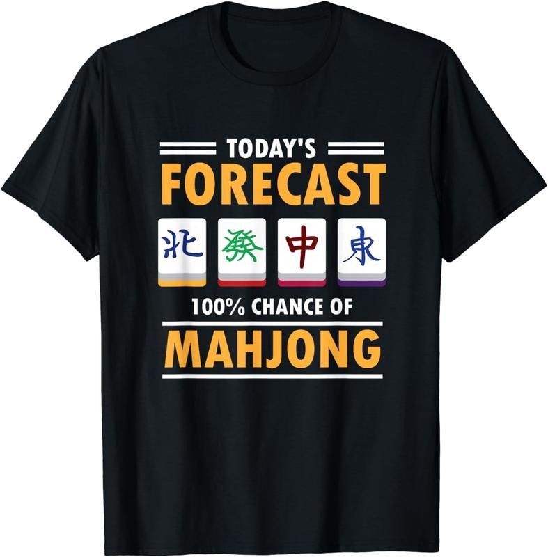 [100% Cotton]Mah Jong Forecast 100% Chance Of Mahjong T-Shirt Hoodie, Sweatshirt | PureTeeCo.com
