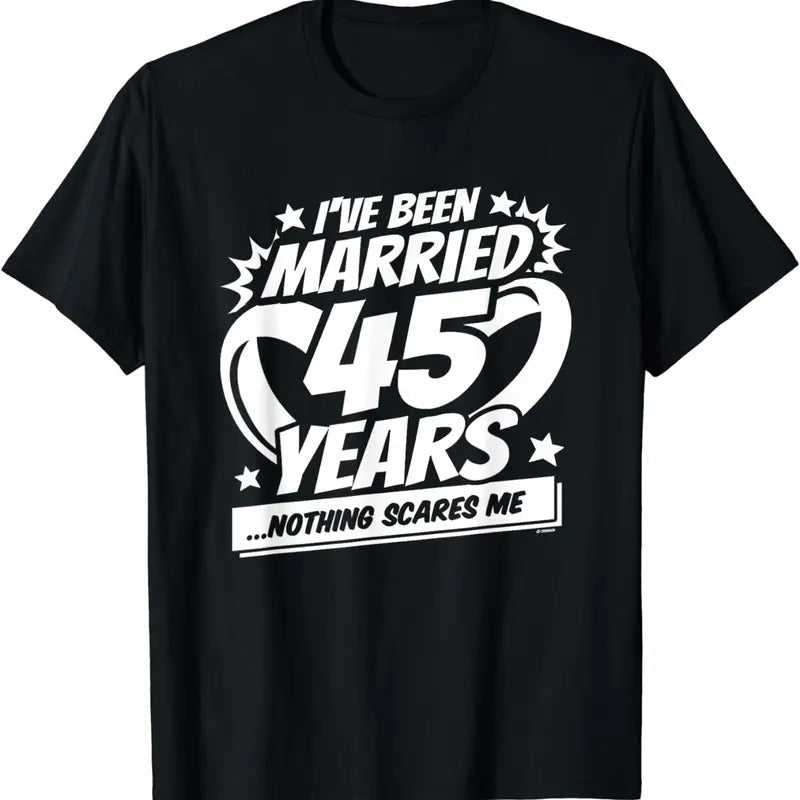 [100% Cotton]Married 45 Years - Married Couple - 45th Wedding Anniversary T-Shirt Hoodie, Sweatshirt | PureTeeCo.com
