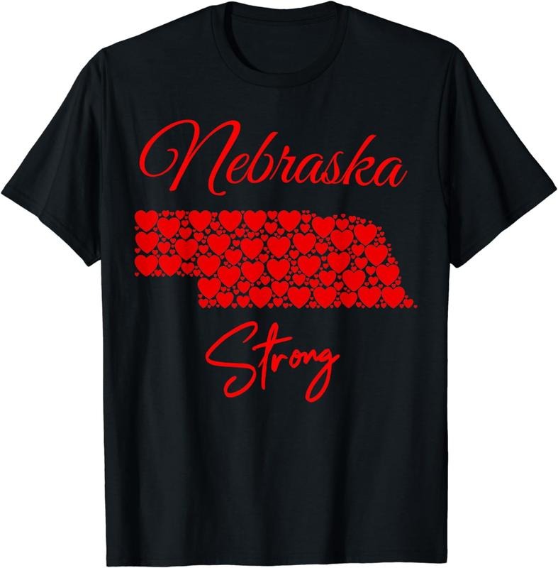 [100% Cotton]Men's Women's Nebraska-Strong T-Shirt Red Hearts Map Shirt Hoodie, Sweatshirt | PureTeeCo.com
