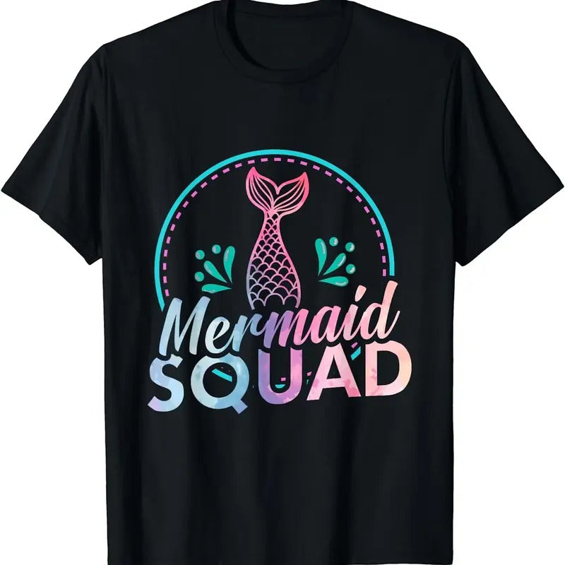 [100% Cotton]Mermaid Birthday Squad Party Womens Girls Mens T-Shirt Hoodie, Sweatshirt | PureTeeCo.com