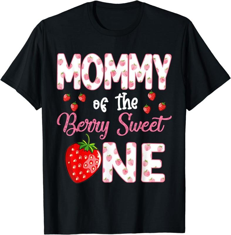 [100% Cotton]Mommy Of The Berry Sweet One Strawberry First Birthday T-Shirt Hoodie, Sweatshirt | PureTeeCo.com
