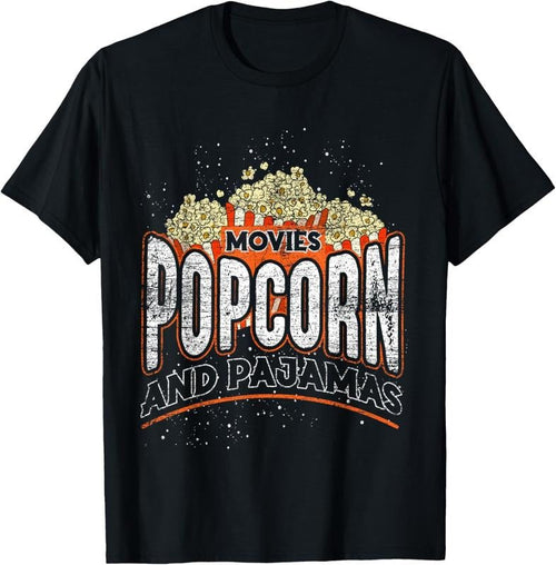100% Cotton Movies Popcorn And Pajamas Popcorn T-Shirt Hoodie, Sweatshirt | PureTeeCo.com