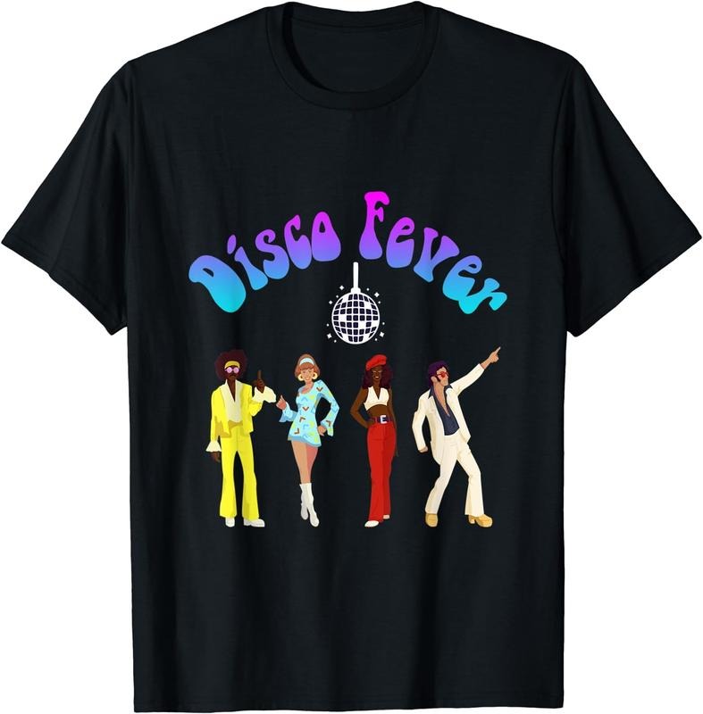 [100% Cotton]Nostalgic Retro Disco Fever 70's Era T-Shirt Black