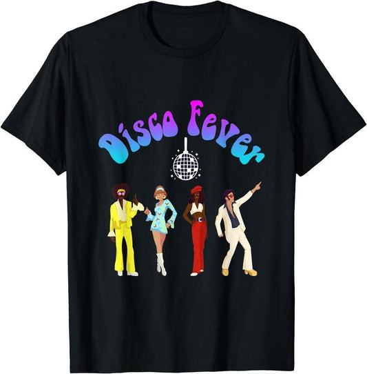 [100% Cotton]Nostalgic Retro Disco Fever 70's Era T-Shirt Black