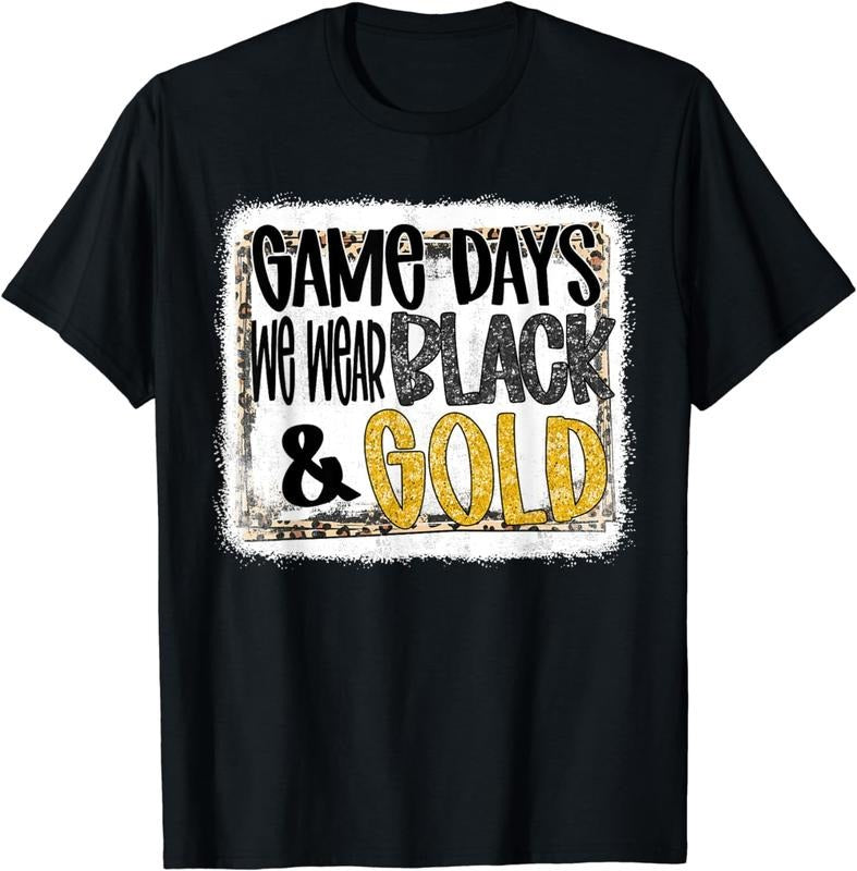 [100% Cotton]On Gameday Football We Wear Black And Gold School Spirit T-Shirt