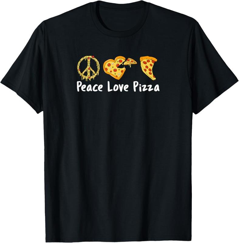 100% Cotton Peace Love Pizza Funny Pizza T-Shirt Hoodie, Sweatshirt | PureTeeCo.com