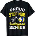 100% Cotton Proud Step Mom Of A Volleyball Senior 2025 Graduation T-Shirt Hoodie, Sweatshirt | PureTeeCo.com
