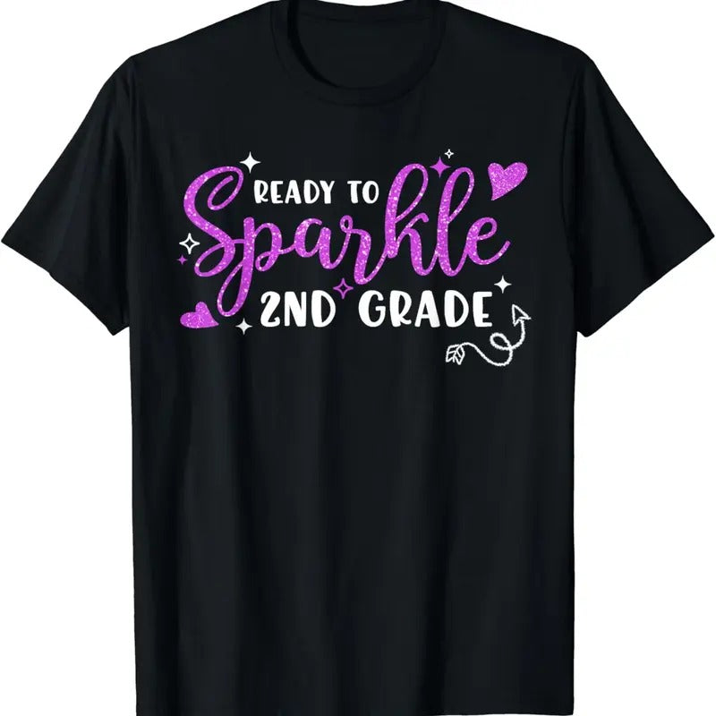 [100% Cotton]Ready To Sparkle 2nd Grade Back To School Student Girls T-Shirt Hoodie, Sweatshirt | PureTeeCo.com