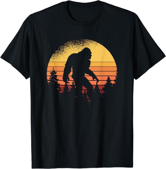 [100% Cotton]Retro Bigfoot Believer Silhouette Sasquatch Hide And Seek T-Shirt