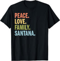 [100% Cotton]Santana Last Name Peace Love Family Matching T-Shirt Hoodie, Sweatshirt | PureTeeCo.com
