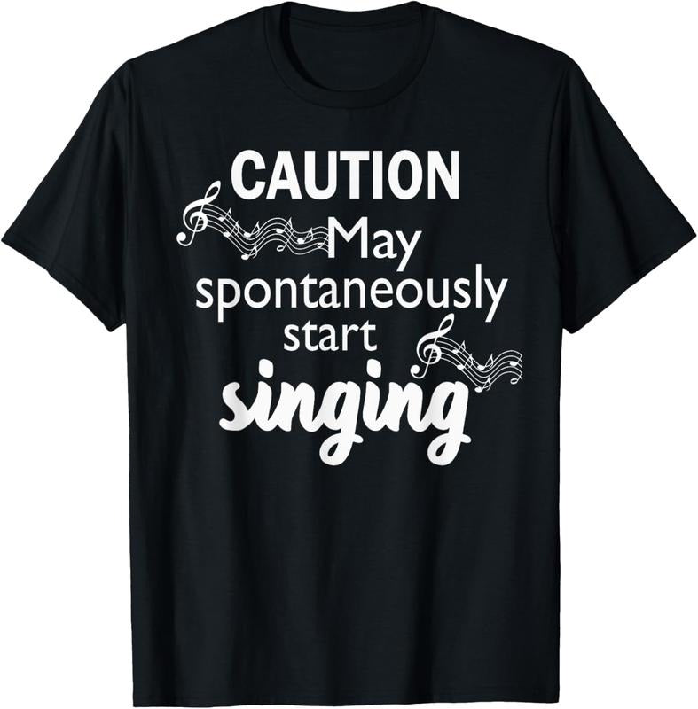 100% Cotton Singing Music Lover T Shirt Gift - Caution May Start Singing T-Shirt Hoodie, Sweatshirt | PureTeeCo.com
