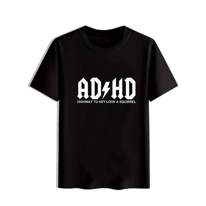 [100% Cotton]Slightly Stretch Men's Casual "ADHD" Graphic Tee for Summer and Spring Hoodie, Sweatshirt | PureTeeCo.com