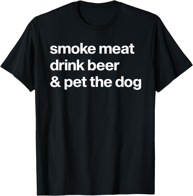 [100% Cotton]Smoke Meat Drink Beer An Pet The Dog BBQ Barbeque Beer Lover T-Shirt Hoodie, Sweatshirt | PureTeeCo.com