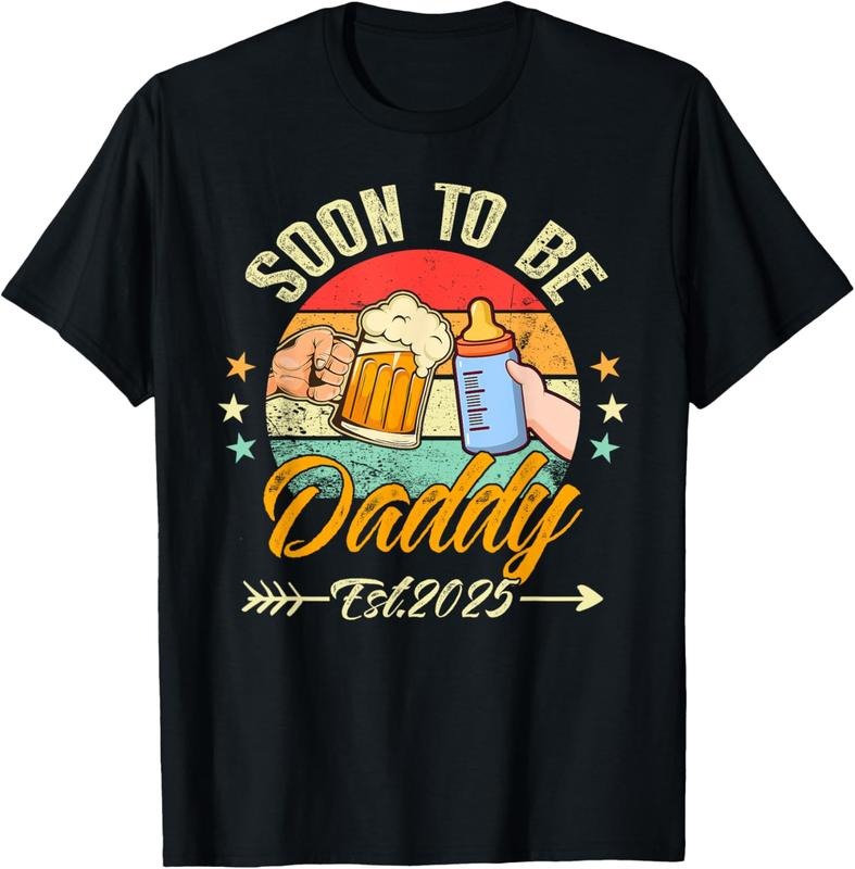 100% Cotton Soon To Be Daddy 2025 First Time Daddy 2025 Retro New Dad T-Shirt Hoodie, Sweatshirt | PureTeeCo.com