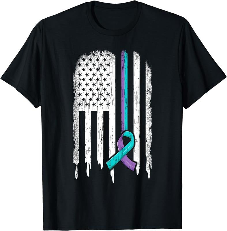 [100% Cotton]Suicide Prevention Shirt USA Flag Ribbon Suicide Survivor T-Shirt Hoodie, Sweatshirt | PureTeeCo.com