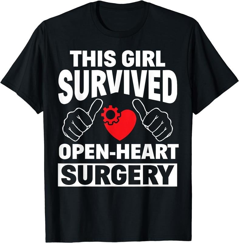 [100% Cotton]This Girl Survived Open Heart Surgery Get Well Women Gift T-Shirt Hoodie, Sweatshirt | PureTeeCo.com