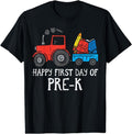 [100% Cotton]Tractor Happy First Day Of Pre-K Prek School Farm Truck Boys T-Shirt Hoodie, Sweatshirt | PureTeeCo.com
