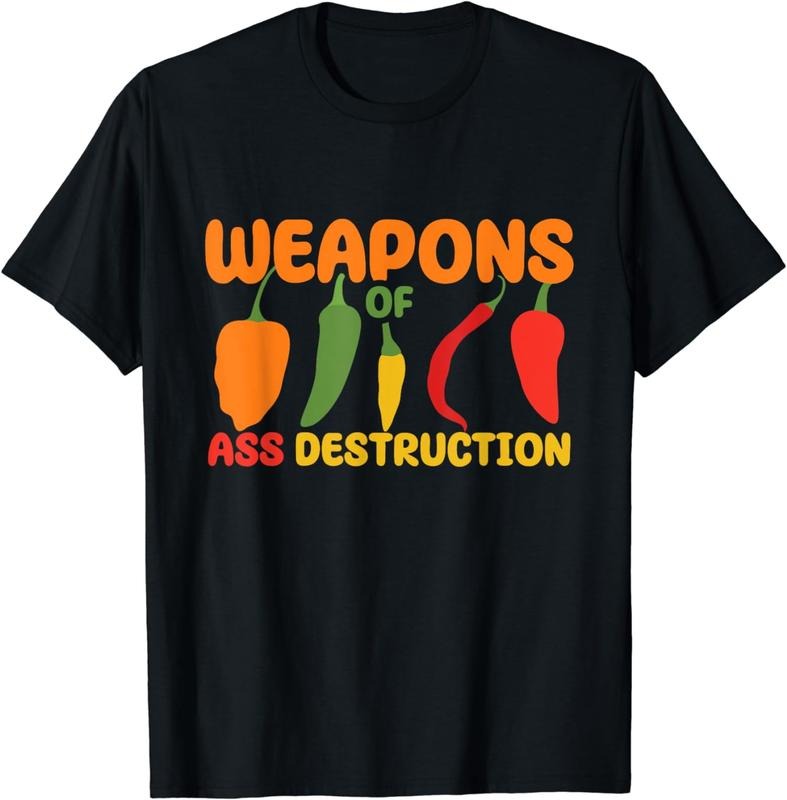[100% Cotton]Weapons Of Ass Destruction Hot Spicy Food Chili Pepper T-Shirt