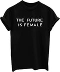 [100% Cotton]Women's Cute Text Graphic T Shirts Funny The Future Is Female Short Sleeve Tops Hoodie, Sweatshirt