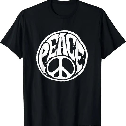 [100% Cotton]World Peace Sign Hippie Kindness White Retro 60s 70s T-Shirt