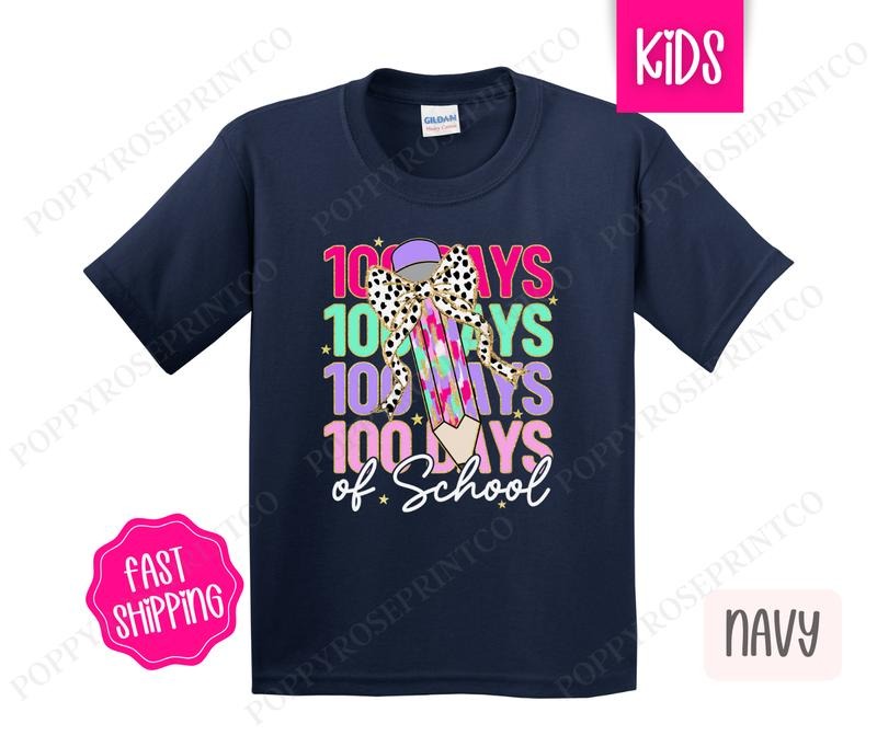 100 Days of School Kids Shirt - School Bow Children's Tshirt - Cute Youth Tee Gildan Hoodie, Sweatshirt | PureTeeCo.com