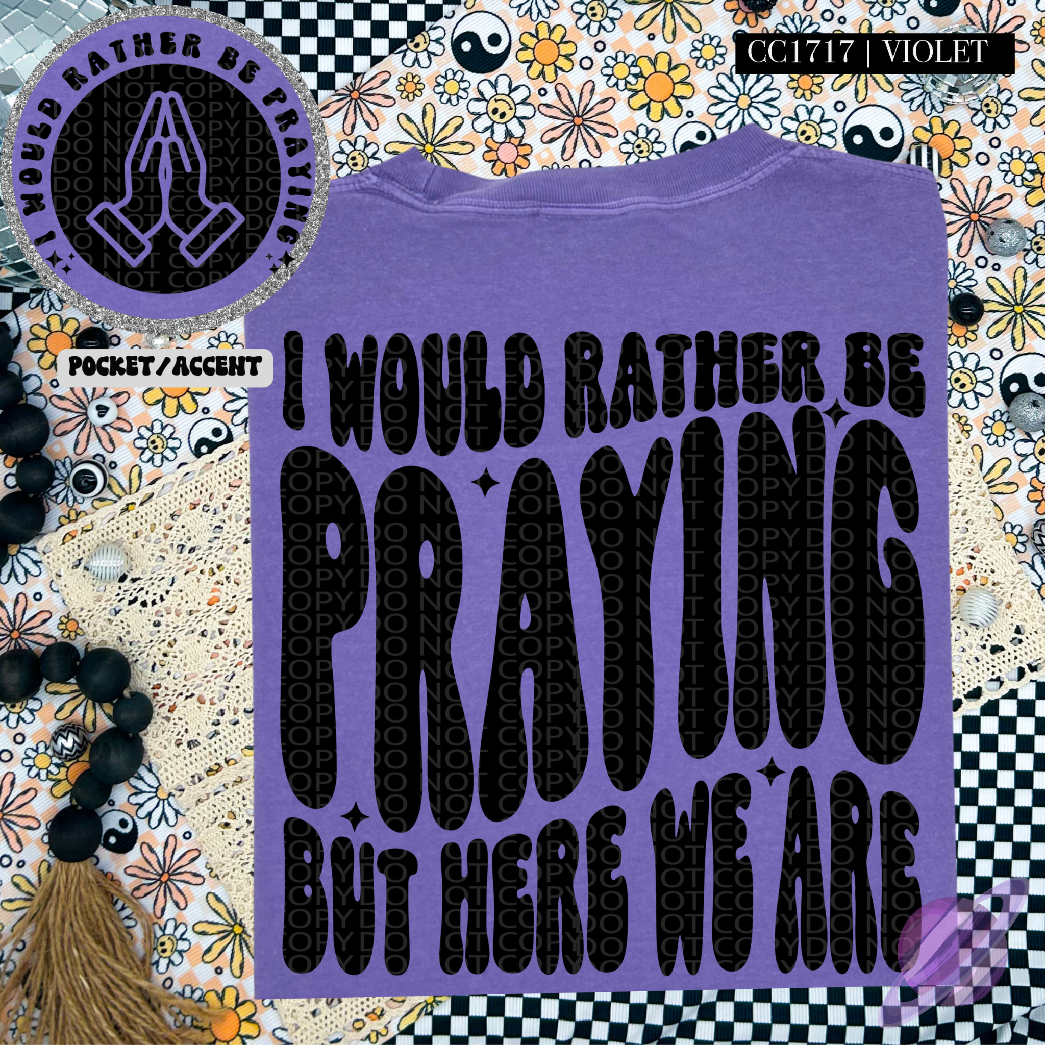 I WOULD RATHER BE PRAYING- POCKET PRINT DOUBLE SIDED TEE Hoodie, Sweatshirt | PureTeeCo.com (Image 1)