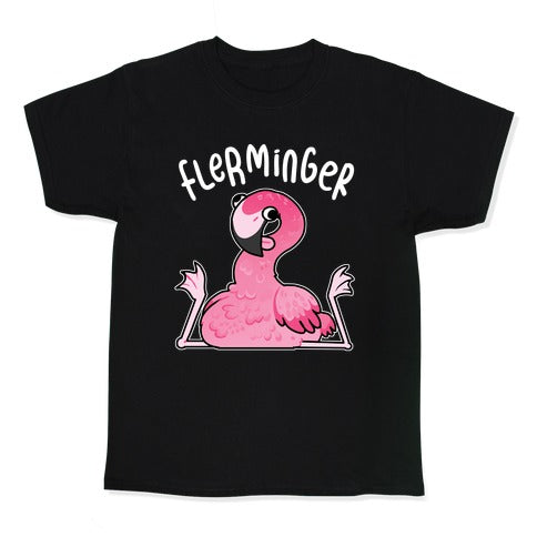 Derpy Flamingo Flerminger Kid's Tee Hoodie, Sweatshirt | PureTeeCo.com (Image 1)
