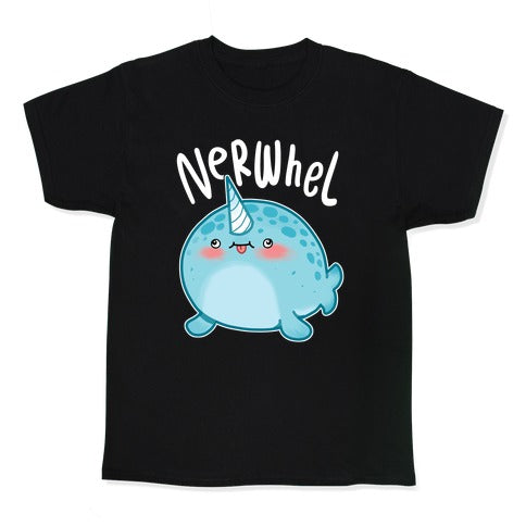 Derpy Narwhal Nerwhel Kid's Tee Hoodie, Sweatshirt | PureTeeCo.com (Image 1)