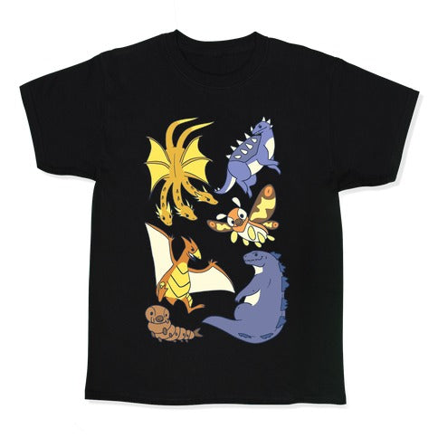 Godzilla and Friends Kid's Tee Hoodie, Sweatshirt | PureTeeCo.com (Image 1)