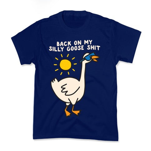 Back On My Silly Goose Shit Kid's Tee Hoodie, Sweatshirt | PureTeeCo.com (Image 2)