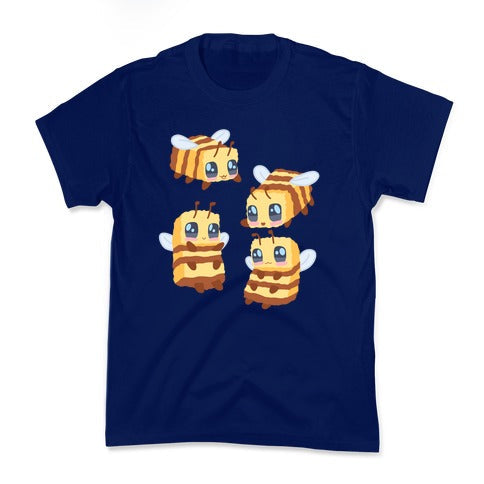 Cute Cubic Bee Pattern Kid's Tee Hoodie, Sweatshirt | PureTeeCo.com (Image 2)