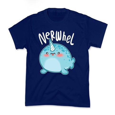 Derpy Narwhal Nerwhel Kid's Tee Hoodie, Sweatshirt | PureTeeCo.com (Image 2)