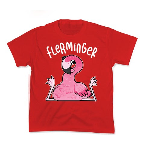 Derpy Flamingo Flerminger Kid's Tee Hoodie, Sweatshirt | PureTeeCo.com (Image 3)
