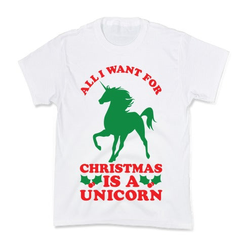 All I Want For Christmas is a Unicorn Kid's Tee Hoodie, Sweatshirt | PureTeeCo.com (Image 2)