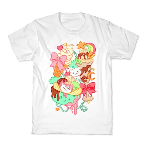 Cute Cat Sundae & Kawaii Ice Cream Kid's Tee Hoodie, Sweatshirt | PureTeeCo.com (Image 5)