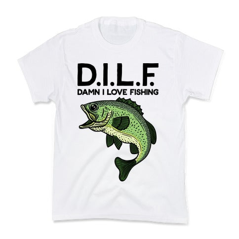 D.I.L.F. Damn I Love Fishing Kid's Tee Hoodie, Sweatshirt | PureTeeCo.com (Image 2)
