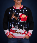 Men's Full Moon Santa Light Up Ugly Christmas Sweater
