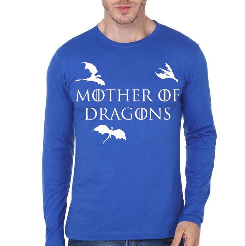 Mother Of  Dragons Blue Full Sleeve T-Shirt Hoodie, Sweatshirt | PureTeeCo.com